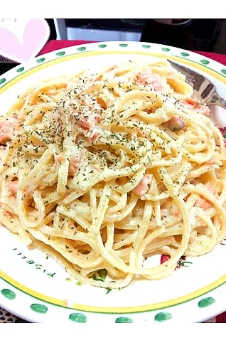 6/7 昼ご飯 サーモンクリームパスタ|栗太さん