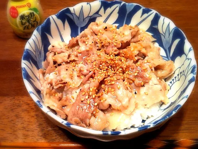 ネギ塩豚丼|インコさんさん