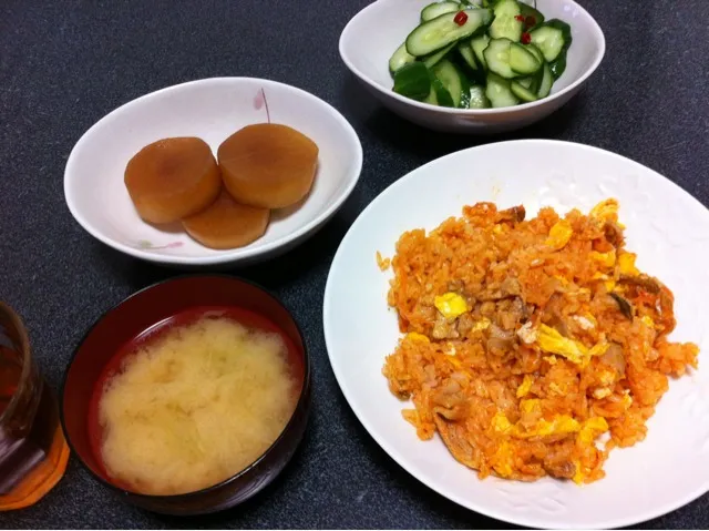 豚キムチチャーハン 大根の煮物|oboyumiさん