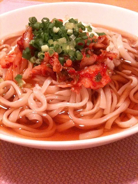 Snapdishの料理写真:冷キムチうどん＊実は温玉のせver.|あやかさん