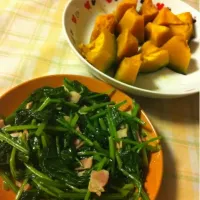 ほうれん草のソテー＆カボチャの煮物|あかりちゃん(*･ω･`)さん