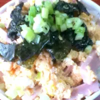 朝ごはんつくった(*´ω`*)卵とチーズのプチ丼！|矢満田さん