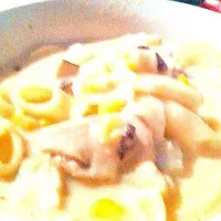 corn and mushroom macaroni soup|ives bernalさん