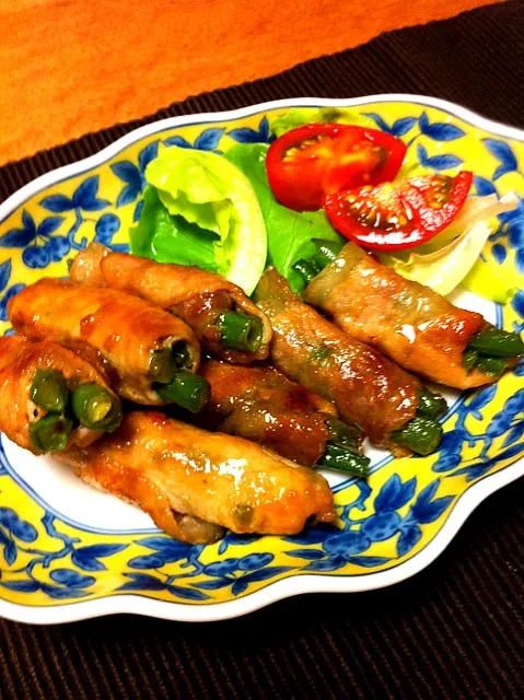 green bean pork slice rolls|Sakikoさん