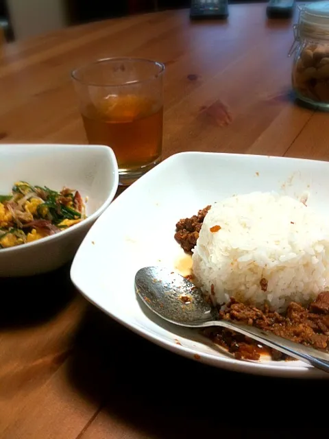 魯肉飯、ニラともやしの卵炒め|ちえさん