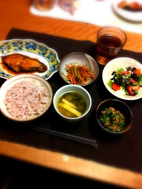 Snapdishの料理写真:black cod in teriyaki sauce, tofu salad, etc.|Sakikoさん