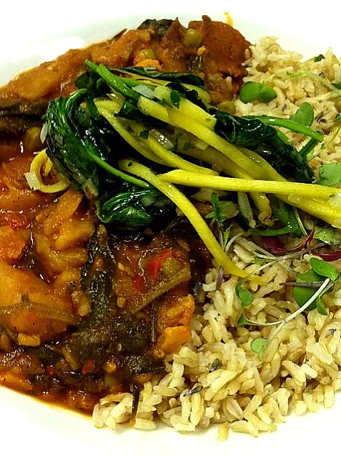 paanch phoran curry lavender rice and Sauteed mango|GREG ARNOLDさん