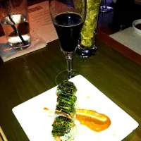 Snapdishの料理写真:Torched avocado chefs roll paired with Smoke Signal!!!|Brandon Nappyさん