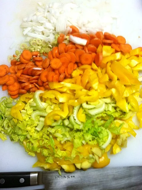 Snapdishの料理写真:mirepoix for lemongrass yellow pepper bisque|GREG ARNOLDさん