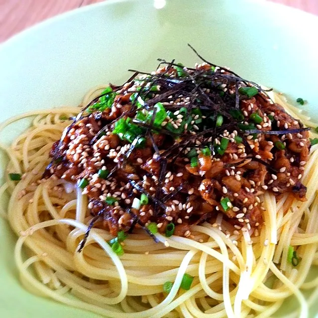 朝ごはん☆ツナ納豆食べラーパスタ|☆秋☆さん