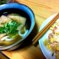 Snapdishの料理写真:小うどん＋炒飯|りささん