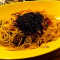 ピリ辛高菜とベーコンのバター醤油パスタ|kaiさん