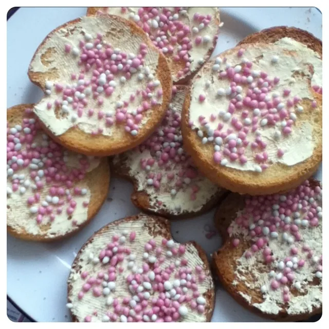 bischuit met muisjes. a Dutch tradition with newborn baby.|Rurie van Sarkさん