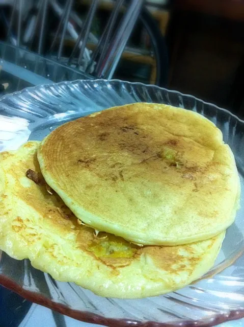 Snapdishの料理写真:Mom's 1st attempt on banana pancakes!|Monstaaaa さん