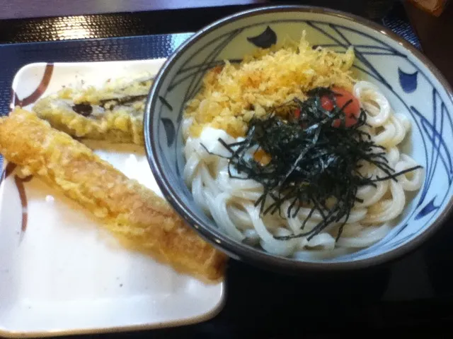 明太釜玉うどん＋ナス天|wkaoruさん