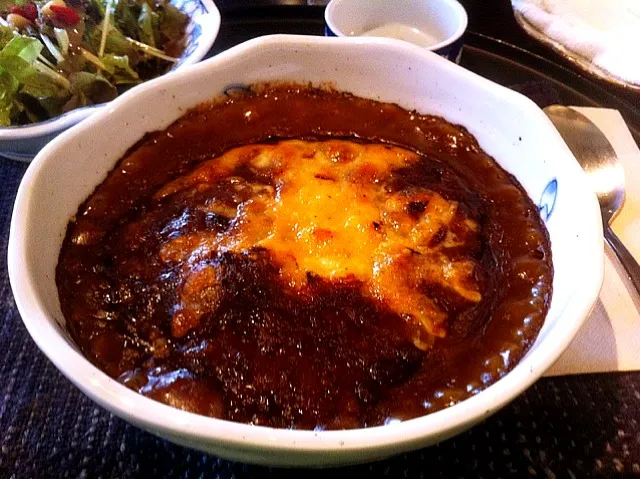 Snapdishの料理写真:壺焼きカレー Curry and salad|chan mitsuさん