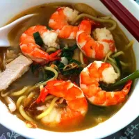 prawn noodle soup with pork slices|Ru-Shin Lookさん