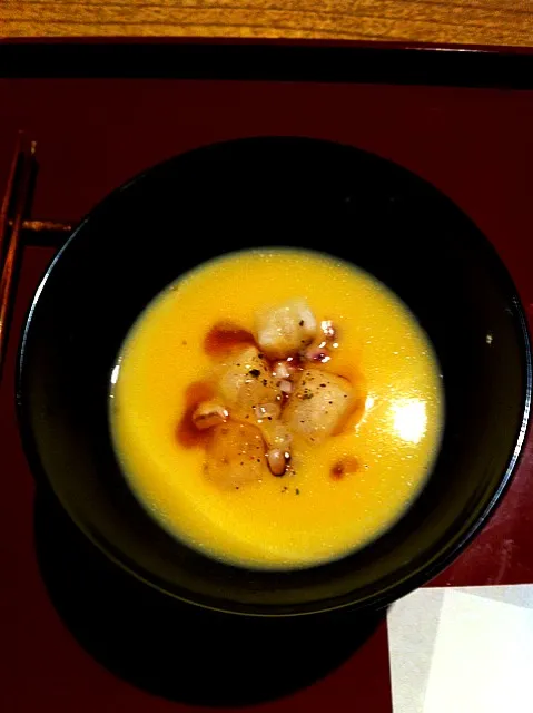 pureed corn soup w/grilled mochi|jessica hintermeisterさん