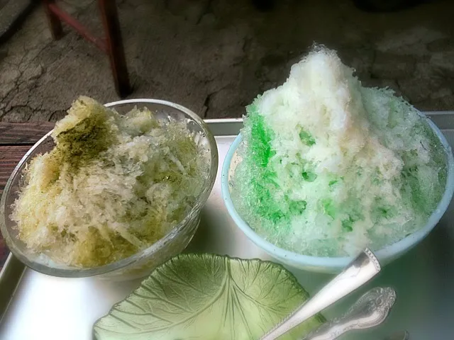 抹茶小豆ミルク＆メロンミルク Shaved ice desserts!|Junya Tanakaさん