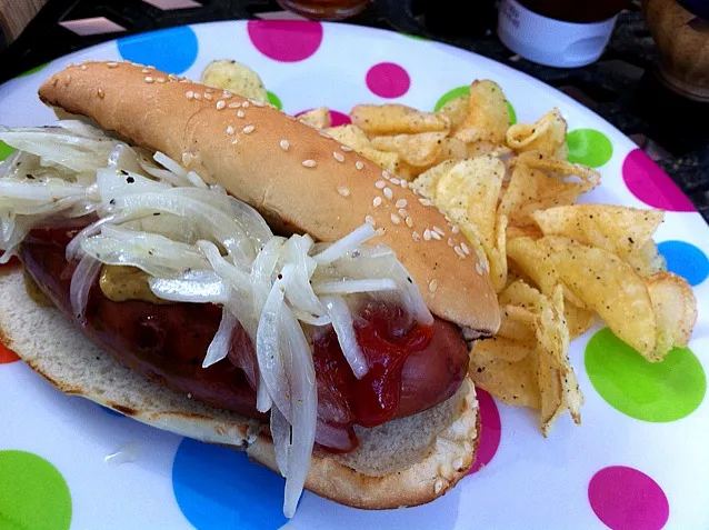 Today's lunch / Polish sausage dog with vinegrette onion|Nanaさん