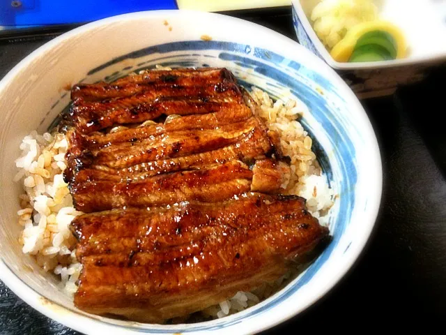 疲れた体にうな丼。本日は鹿児島県産とのこと。脂控えめでさっぱり、泥臭さ生臭さ皆無。美味しく頂きました。|a hosodaさん