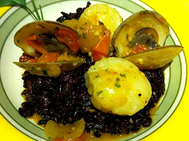 arroz negro e taiobas brancas colhidas diretamente do aquario do @Vojnilo|Manu Figueiredoさん