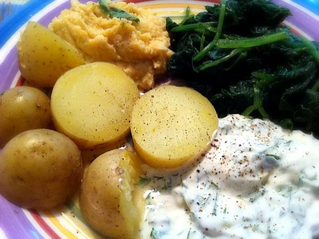 potatoes, spinach, hummus, and quark|Gabiさん