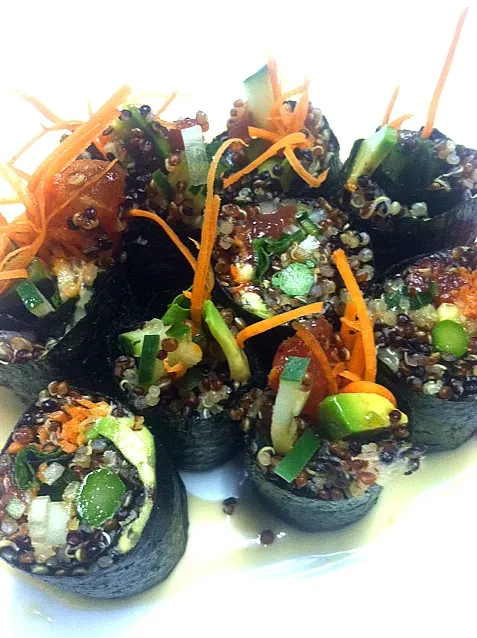 watermelon asparagus quinoa nori roll over spicy honey mustard|GREG ARNOLDさん