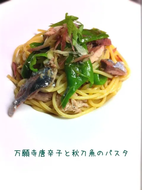 Snapdishの料理写真:万願寺唐辛子と秋刀魚のパスタ|nyさん