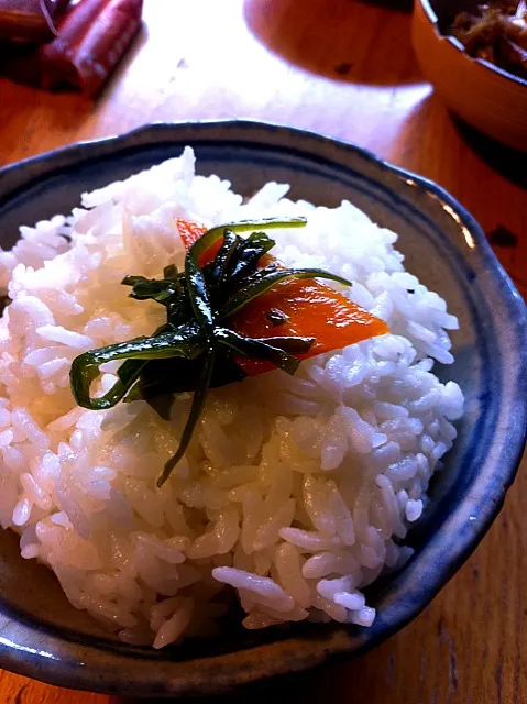 昆布とニンジンの煮物 on 炊きたてご飯|Taketoshi Satoさん