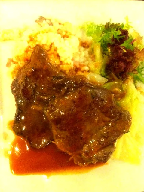 grilled australian A grade rib eye with risotto|skyblueさん