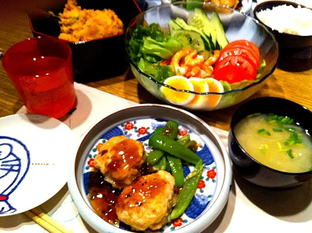 つくねのあんかけ、かぼちゃサラダ|高田恵子さん