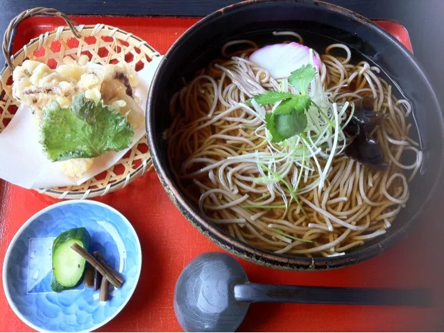 Snapdishの料理写真:冷やしかけ蕎麦げそ天大盛|Tumaranさん