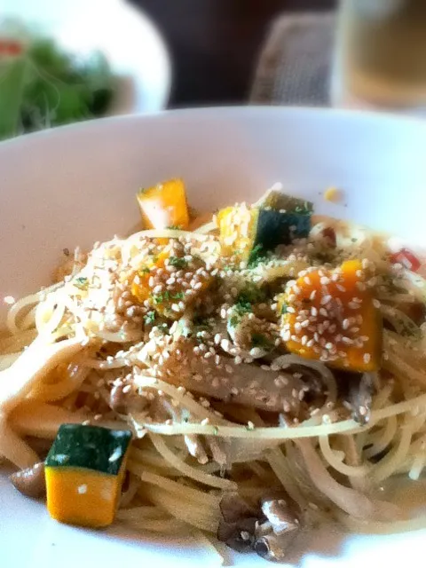 かぼちゃときのこの味噌クリームパスタ|MIKIさん