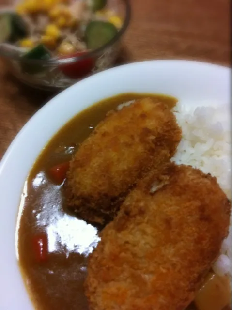 クリームコロッケ揚げて、乗っけカレー|sayumi.sさん