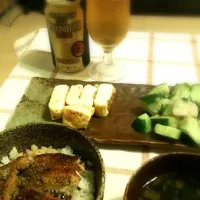 うな丼、出汁巻き卵、お味噌汁(ほうれん草)|tsjさん