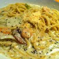 Shrimp cream pasta;;|DongseobShinさん