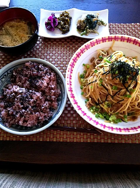 ヘルシー★和風パスタとお赤飯|めぐみるくさん