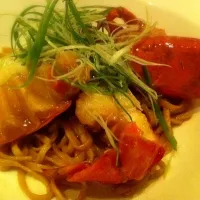 Stewed Boston lobster noodles with ginger & spring onion|Jonathan Angさん