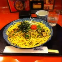 Snapdishの料理写真:明太子高菜とネギのペペロンチーノ風パスタ|やすさん