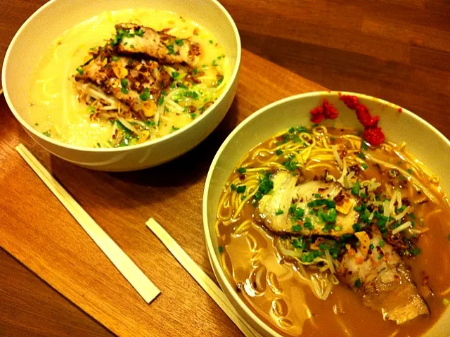 宝島ラーメンさんのチャルメラ！とんこつと、醤油とんこつ！|あきらさん