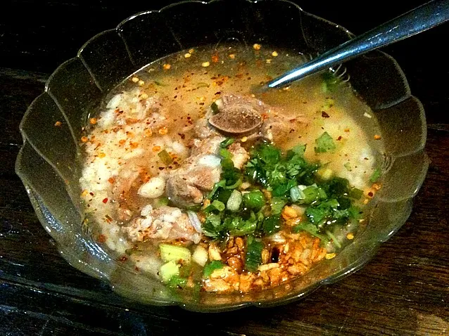 rice congee mixed with pork|sasi-sOmさん