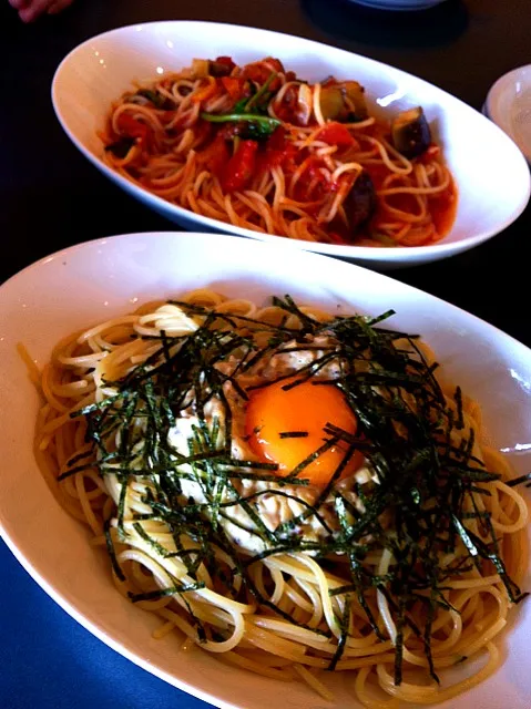 納豆マヨパスタ＆たっぷり野菜のトマトパスタ|natsumiさん