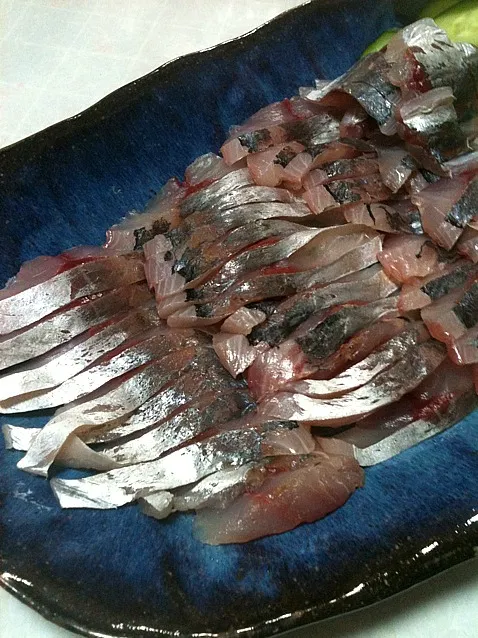 Snapdishの料理写真:頂き物の山口・仙崎のアジ。青魚が大好き。|えりこさん