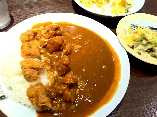 Snapdishの料理写真:フライドチキンカレー＆大根サラダ|みぃさん