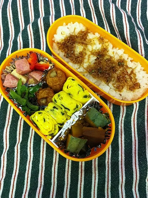 本日のお弁当。卵焼きに海苔を入れてみた。|まりもさん