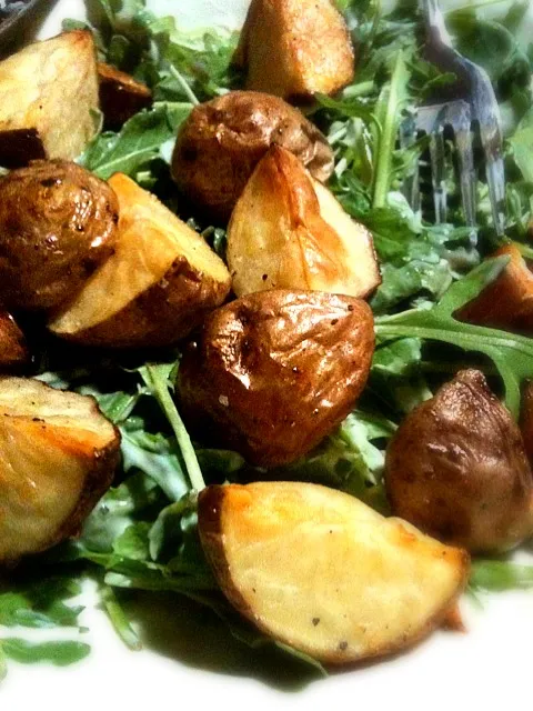 Snapdishの料理写真:roasted potato salad on a bed of rocket|tracy ducasseさん