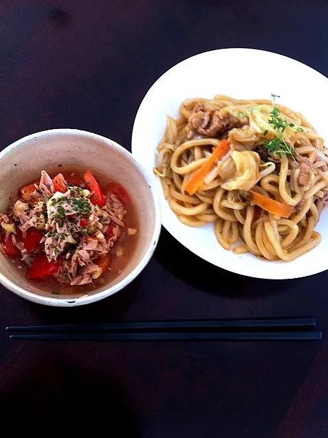 焼うどん&ツナトマサラダ|たっつさん