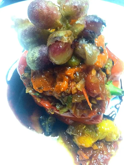 creole stuffed red peppers w/deep fried grapes|GREG ARNOLDさん