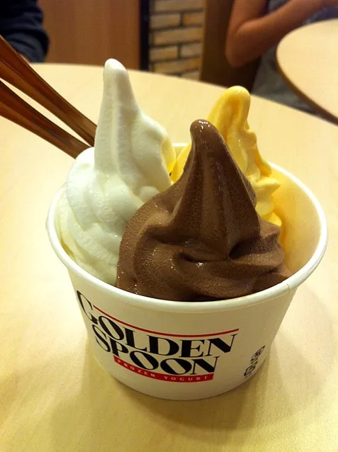 Snapdishの料理写真:frozen yogurt, chocolate, and mango tart|Sakikoさん